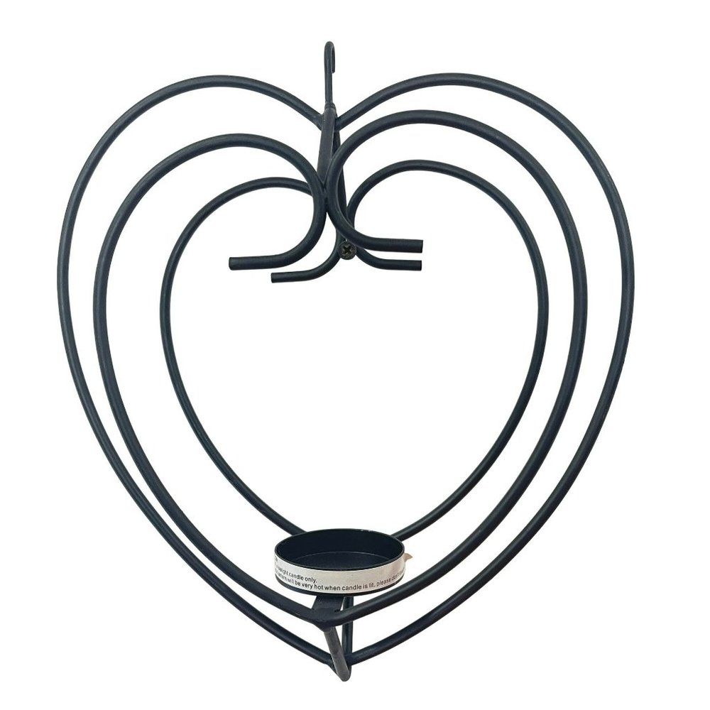 Black Rustic Wrought Iron Heart Shaped Candle Holder For Tealight Candle‎